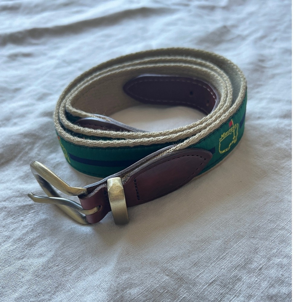 Masters Golf Green Leather Belt 44/110 Ribbon Augusta National Tournament Prep